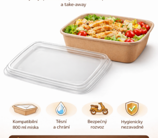 Víčko pro hranatou misku 800 ml (173,5 × 121,5 mm)