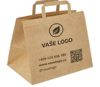 Papírová taška hnědá kraft 32 × 22 × 25 cm – plochá ucha, balení 250 ks
